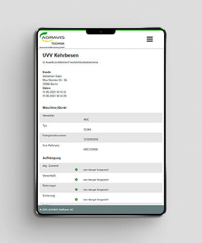 Mobile Darstellung der Website auf Tablett 
