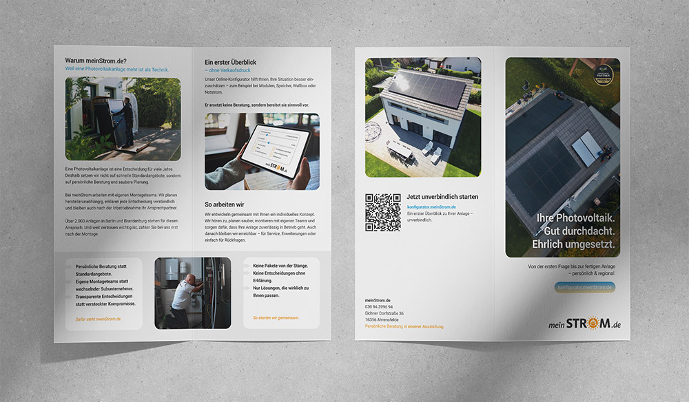 Flyer zu Energieprodukten – verständlich strukturierte Inhalte für Kunden