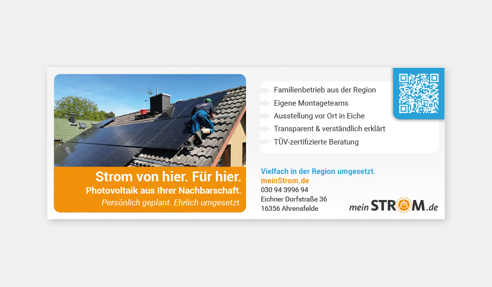 Anzeige für Photovoltaik-Angebot – klare Kommunikation im Vertrieb