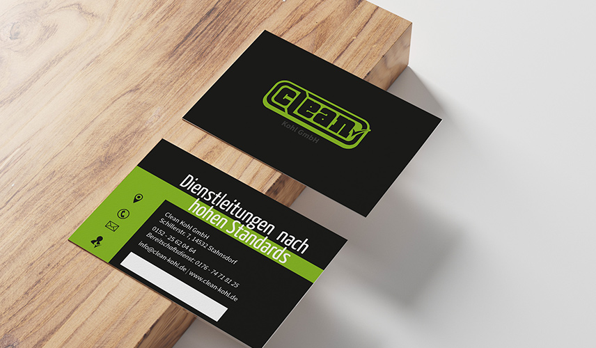 Visitenkarte mit CleanKohl Branding – klarer und reduzierter Markenauftritt